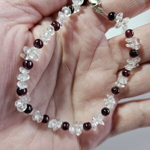 ***Final Sale*** Quartz And Garnet Beaded Bracelet With Silver Clasp